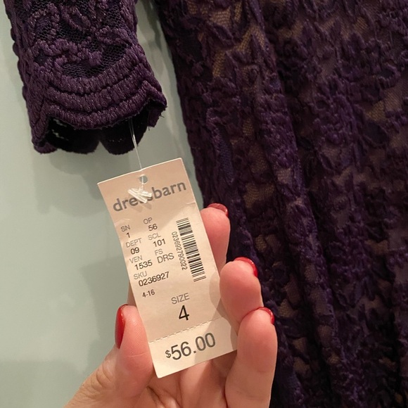 ROZ & ALI lace purple elegant stylish dress/size 4 - Picture 4 of 11